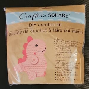 Crafter's Square DIY Crochet Kit - Pink Plush Dinosaur
